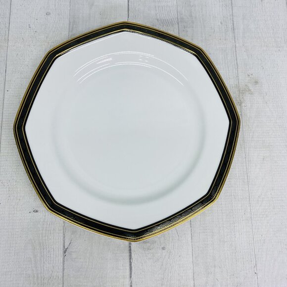 Christopher Stuart BLACK DRESS Y009 China Octagonal Gold Trim Dinner Plate Set 3 - Picture 2 of 14